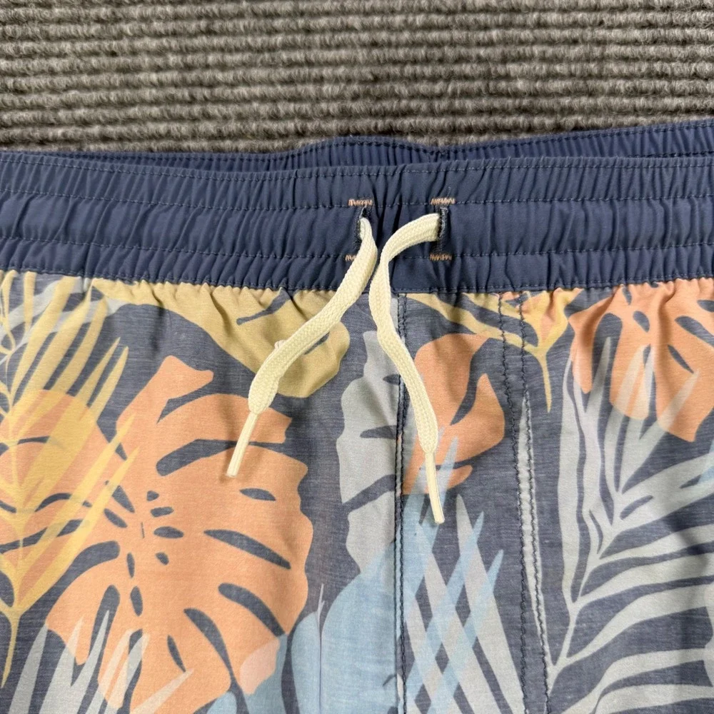 TravisMathew Mens‎ XXL Tropical Palm Print Board Shorts Blue Orange Swim Trunks